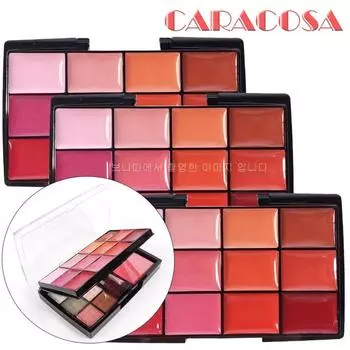 Набор для макияжа губ Caracosa 2-х этапный L1 (помада + тени для век + румяна), 3 шт.
