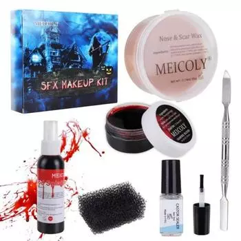Набор для макияжа Mycoli SFX Воск для шрамов, искусственная кровь, спрей, специальный эффект на Хэллоуин, воск для моделирования ран (1,67 унции)(1.0, Набор восков для моделирования 01