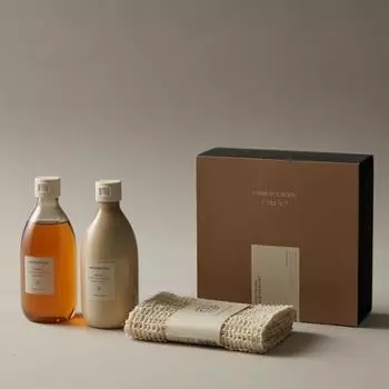 Набор для мытья/лосьона для тела Aromatica 300мл (+ бесплатное льняное полотенце), выбрать 2 типа (объятие, безмятежность) Seren body wash and lotion set