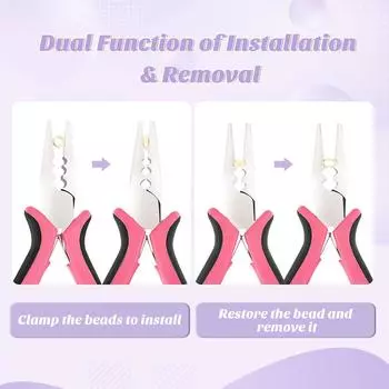 Набор для наращивания волос Micro Link, плоскогубцы и микро-игла и нитевдеватель, один набор для наращивания волос с бусинами