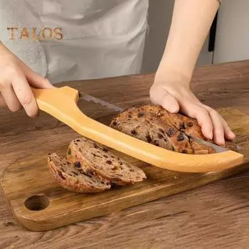 Набор для нарезки хлеба с безопасной отверткой, зубчатым лезвием из нержавеющей стали, ручкой из бука, бубликами, багетами, сыром, фруктами, кухонными принадлежностями Unilateral