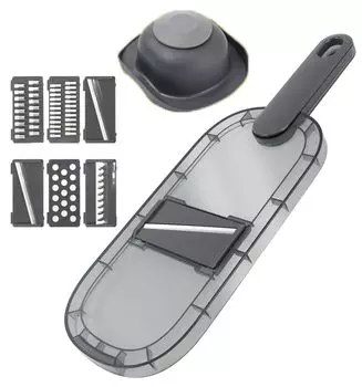 Набор для нарезки соломкой Estair 6 в 1, тертый ломтик волнообразной формы с безопасным прижимом (толстый/тонкий) (1,5мм/3мм) зелёный