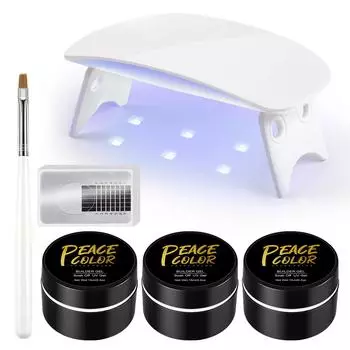 Набор для ногтей PEACECOLOR, УФ-гель, гель для наращивания ногтей и USB светодиодная лампа для ногтей, формы для ногтей, маникюрные инструменты для дизайна ногтей, набор гелей для дизайна ногтей