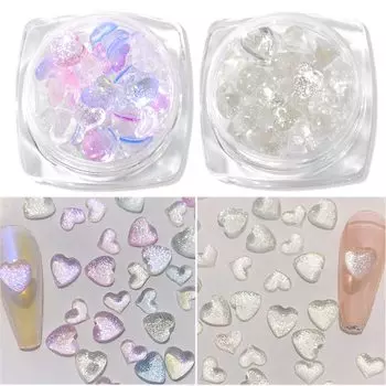 Набор для ногтей в форме сердца, пухлые прозрачные 3D-наборы для ногтей с разноцветными камнями и блестками 5 мм 6 мм с чехлом (К)