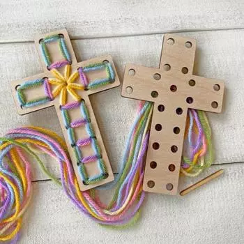 Набор для пасхального творчества «сделай сам», религиозный символ, набор для пряжи, деревянное украшение для пасхального подарка, воскресной школы, семьи, пасхальных корзин A