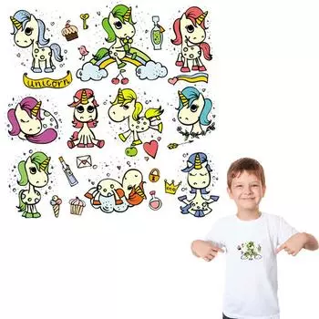 Набор для переноски, декоративная нашивка с единорогом, детский подарок, моющиеся наклейки на одежду, футболка «сделай сам», экологически чистые полосатые наклейки на одежду