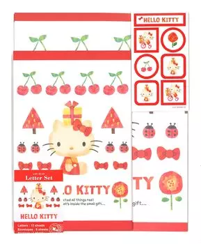 Набор для письма Yamanoshigyo Sanrio Hello Kitty 12 листов бумаги для письма от руки 6 листов конвертов 7 листов наклеек Японские канцелярские принадлежности + + (цвет)