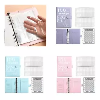 Набор для планирования бюджета с конвертами для денег и наклейками с номерами. Журнал сбережений на 6 колец. Планировщик бюджета. H