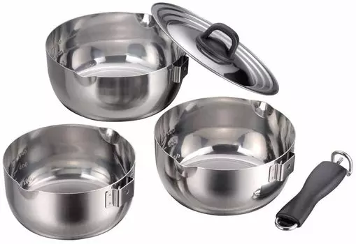 Набор для планирования Shimomura, состоящий из кастрюли со съемным корпусом, совместимой с открытым огнем, и съемного компактного корпуса Yukihira, который можно использовать для различных целей.