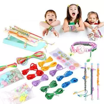 Набор для плетения браслетов дружбы для девочек 8-12 лет. Полный набор для творчества и творчества с нитками и бусинами. Удобное развлечение для путешествий на день рождения. небесно-голубой