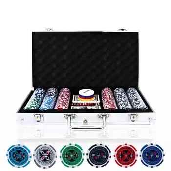 Набор для покера Casino Set, который представляет собой настоящий покер, фишки для покера, фишки для покера, фишки для маджонга, фишки для покера в казино, 5 цветов, 100 штук, 200