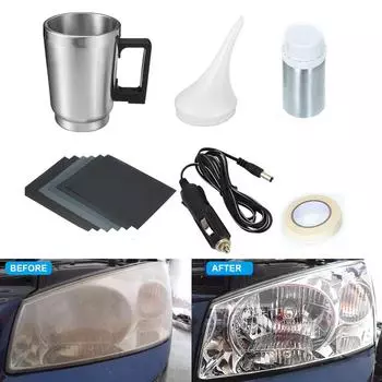 Набор для полировки и восстановления фар автомобиля, набор для ремонта фар автомобиля, 200 мл, жидкий полимер, набор для ремонта фар автомобиля, набор для испарителя