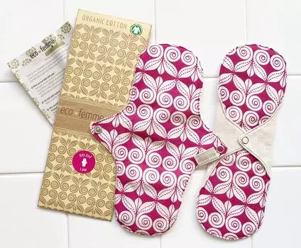 набор для повседневного использования, ткань из южноиндийской ткани, моющийся органический хлопок, 5 слоев фланели, сертифицированный продукт GOTS, 2 шт., салфетки Eco Femme , (неотбеленный),