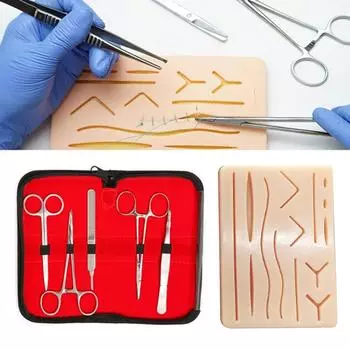 Набор для практики наложения швов, наложение швов на кожу человека, медицинская силиконовая тренировочная подушка, инструмент