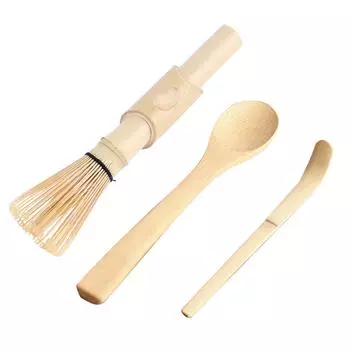 Набор для приготовления чая матча из бамбука, 3 шт. Венчик для чая матча, бамбуковая ложка-крючок, чайная ложка Chashaku