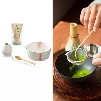 Набор для приготовления японского чая матча. Ложка для приготовления. Венчик для церемонии. красный