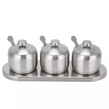 Набор для приправ из нержавеющей стали 304, бутылка-контейнер для специй, соли, сахара и перца