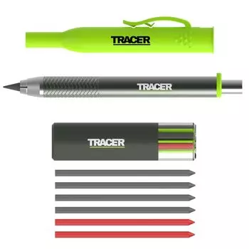 Набор для разметки алюминиевых строительных карандашей Tracer Pro Series Tough Metal с 6 сменными наборами грифелей и чехлом для прицела — все в одном