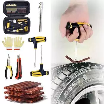 Набор для ремонта автомобильных шин, инструмент для шипования с резиновыми полосками, набор инструментов для проколов, бесклеевой автомобильный ремонт шин мотоциклов, пленка для ногтей