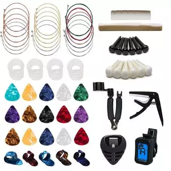 Набор для ремонта гитары Набор для ухода за гитарой Набор инструментов для обслуживания Аксессуары для гитары Замена деталей гитары разноцветный