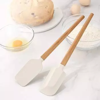 Набор для резки печенья, набор для кухни, кухонные принадлежности с деревянной ручкой, пищевая термостойкая силиконовая лопатка для выпечки