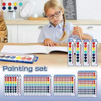 Набор для рисования ко Дню святого Валентина для детей, набор акварельных красок с кисточками 8 смываемых акварельных фигур One Size