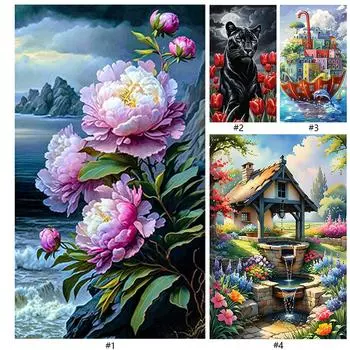 Набор для рисования по номерам на холсте своими руками, масляная живопись, картина с животными, домашний декор на стену H4712