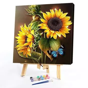 Набор для рисования по номерам на холсте DIY масляная живопись картина подсолнух домашний декор 20x20 см
