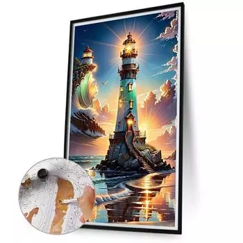 Набор для рисования по номерам на холсте DIY масляная живопись картина маяк домашний декор 55x85 см