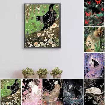 Набор для рисования по номерам на холсте DIY Картина маслом Кошка Декор для дома ~G H4347