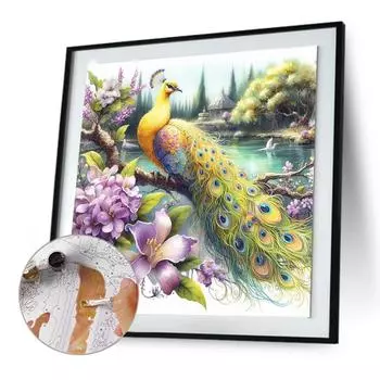 Набор для рисования по номерам на холсте DIY масляная живопись Павлин Картина для домашнего декора 40x40 см #F