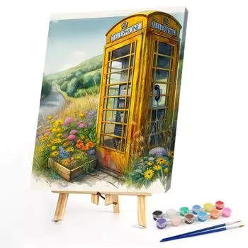 Набор для рисования по номерам на холсте DIY масляная живопись телефонная будка картина декор 40x50см
