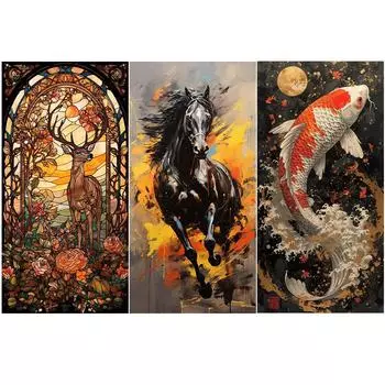 Набор для рисования по номерам на холсте своими руками, масляная живопись, картина с животными, домашний декор на стену H4337