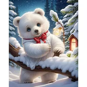 Набор для рисования по номерам на холсте DIY масляная живопись Белый медведь Декор для дома 40x50 см Великобритания