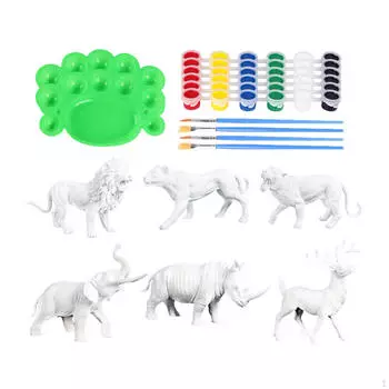 Набор для рисования животных, неокрашенные художественные принадлежности, сувениры для вечеринок, статуэтки, игрушки