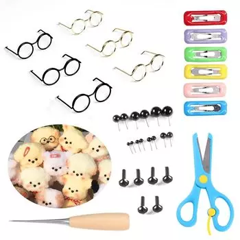 Набор для рукоделия из 32 предметов, набор для рукоделия, торговый центр, кукла, материалы для моделирования, мягкая игрушка, детали глазного яблока, нос животного, в комплект входят кукольные волосы, ресницы для