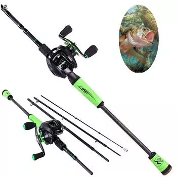 Набор для рыбалки, легкая удочка из углеродистого литья и передаточное число 8,1:1, комплект рыболовных катушек для наживки 2.4M Rod & Left Reel
