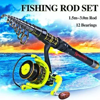 Набор для рыбалки, наборы катушек для спиннинговых удочек, удочка 2,1–3,0 м с алюминиевой шпулей, переносные комплекты катушек 2.1m-yw2000