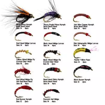 набор для рыбалки нахлыстом, 40 шт./кор., нимфа, мошка, голова из бисера, личинки, куколка, веснянка для ловли форели нахлыстом