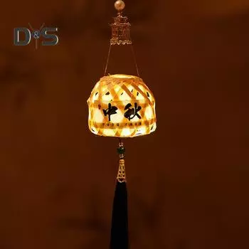 Набор для самостоятельного изготовления фонарей на праздник середины осени, плетеный из бамбука, украшение для фонаря, портативный светящийся фонарь с кисточками для декора вечеринки A