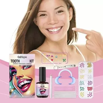 Набор для самостоятельного изготовления модных зубов с клеем и световыми зубами, набор для украшения зубов Diamond Smile Teeth Preci U1Q5 B-1set