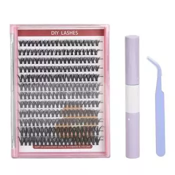 Набор для самостоятельного наращивания ресниц 240 шт. Отдельные ресницы 10?Набор для наращивания ресниц 16 мм с 2 мл