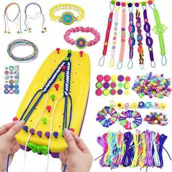 Набор для самостоятельной работы Misanga Girls Bracelet String Toy с ткацким станком в комплекте. Изготовление игрушек для создания одинаковых предметов вместе с друзьями. Вязание своими руками. Волосы ручной работы.