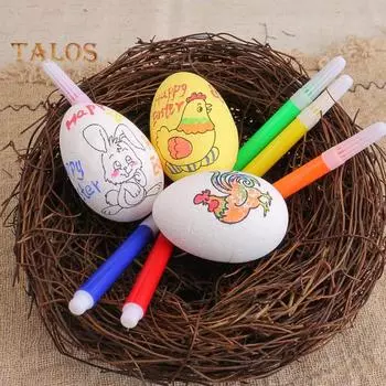 Набор для самостоятельной росписи пасхальных яиц из 6 предметов с 6 цветными ручками, раскрашиваемый кролик, цыпленок, красочное белое яйцо, набор для художественного творчества, набор для украшения яиц из пенопласта своими руками, яйцо A