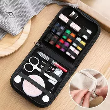 Набор для шитья, 10 шт./компл., гладкая застежка-молния, откидная, защита от потери, пыленепроницаемая, компактная квадратная сумка, игольная кнопка, ножницы, швейная коробка для дома чёрный