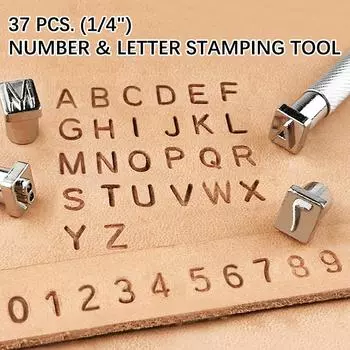 Набор для штамповки букв Инструменты для штамповки Инструменты для тиснения кожи Металлический алфавит Цифры Кожа 3,5 мм/6,5 мм 37 шт. 6.5mm
