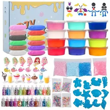 Набор для слайма из кристальной глины, набор для самостоятельной сборки, игрушки, инструменты ручной работы, бусины-аквариумы, фруктовые дольки, разноцветные конфетти из пены. Содержит 24 штуки. Пушистая кристальная глина для слайма.