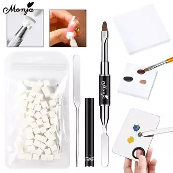 Набор для смешивания цветов для ногтей Monja Nail Art, губка для переноса, зажим, бумага для смешивания цветов, шпатель для снятия лака, палочка, инструменты для дизайна маникюра своими руками