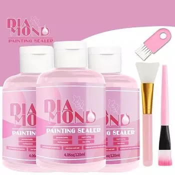 Набор для создания алмазной живописи 120 мл с 3 кисточками, клей для пазлов Diamond Art Sealer, аксессуары и инструменты для алмазной живописи для взрослых (4 унции) 120ml