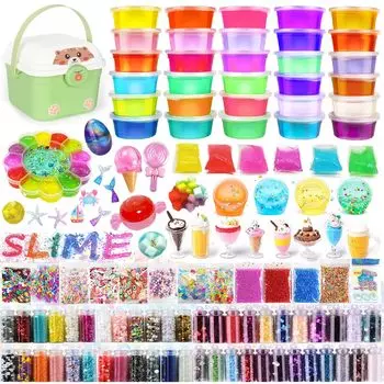 Набор для создания слайма Funk Doggie, кристальная глина, 37 предметов, набор для самостоятельной сборки, игрушки, инструменты ручной работы, бусины в форме аквариума, фруктовые дольки, разноцветная пена, конфетти, игровая глина, кристальная глина